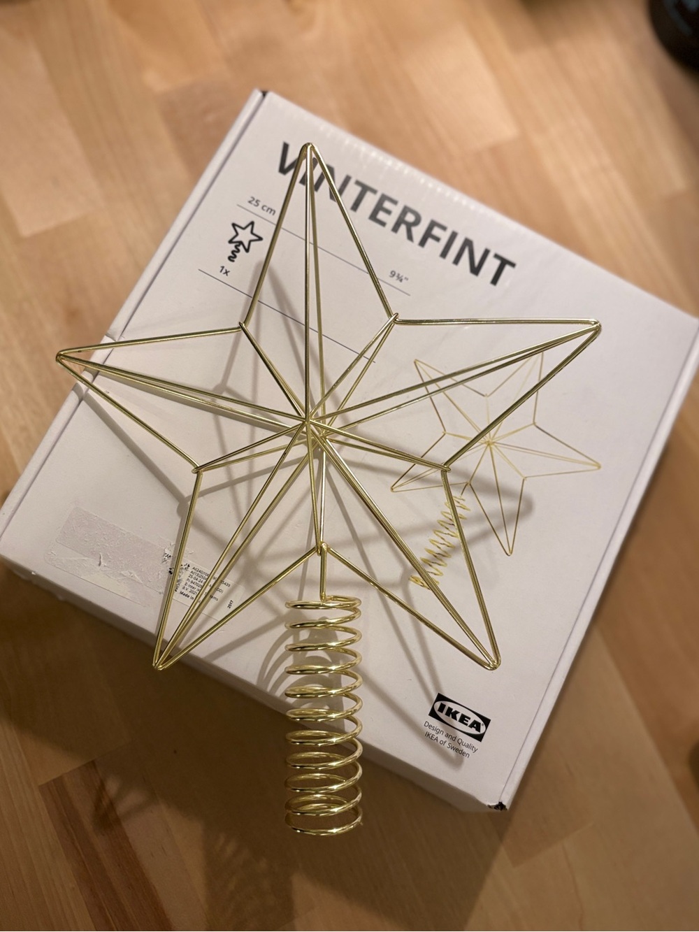 IKEA VINTERFINT Tree Topper Star Gold 9 ¾" New in Box